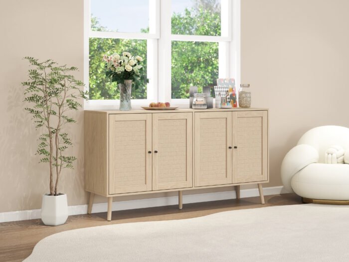 4 Door Accent Cabinet Buffet with Adjustable Shelf - Image 3