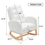 Accent Rocking Chair with Footrest High Back Rubber Wood - Image 7