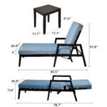 3PC Outdoor Aluminum Patio Furniture Chaise Lounge (Set of 2) - Image 3