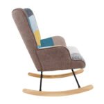 Rocking Chair with ottoman, Mid Century Fabric with Wooden Legs - Image 6