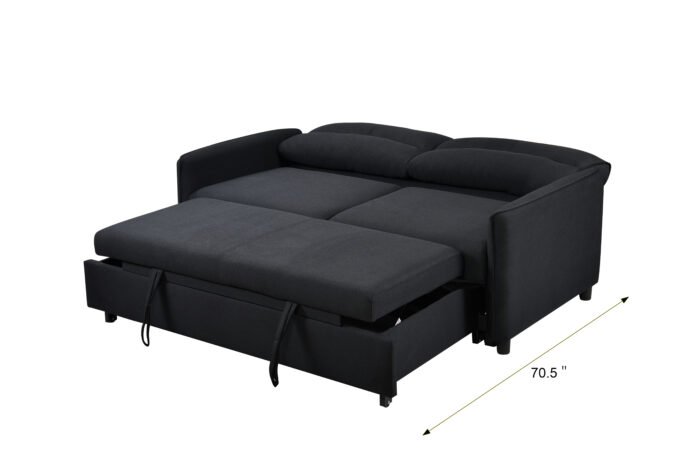 3 in 1 Convertible Sleeper Sofa Bed Modern Fabric (w/Pullout ) Black - Image 11