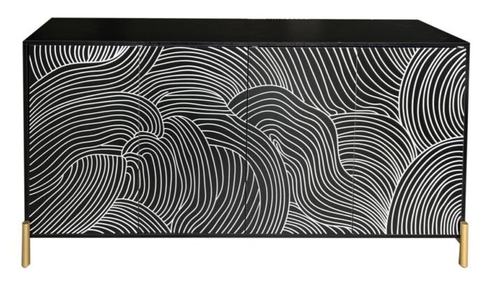 Carving 4 door panel buffet with adjustable shelves - Image 17