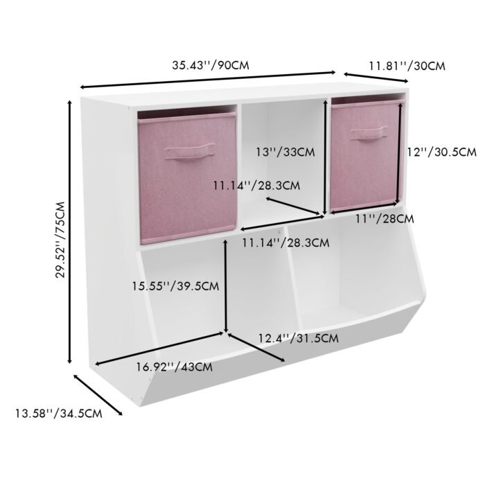 Kids Bookcase with Collapsible Fabric Drawers - Image 5