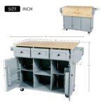 Kitchen handcart with countertop and storage cabinet (gray blue) - Image 9
