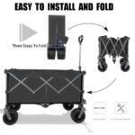 Collapsible Folding Wagon Push Pull Foldable Beach Wagon Cart - Image 11