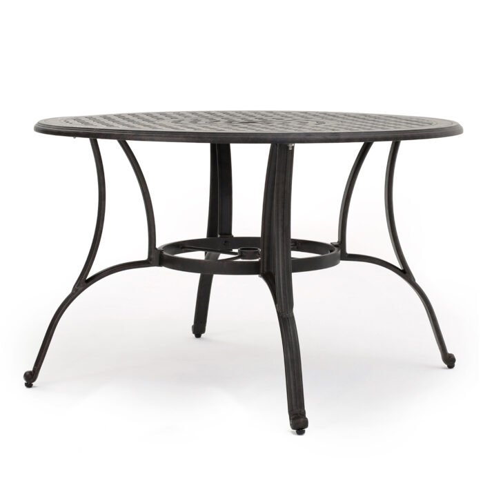 Outdoor Cast Aluminum Circular Dining Table, Black - Image 5
