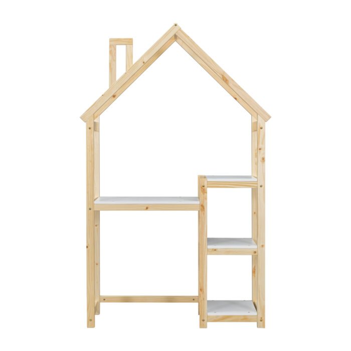 House-shaped Wooden writing Desk Kids study Table Bookshelf - Image 13