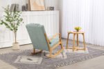 Rocking Chair Upholstered Fabric Armchair with High Backrest - Image 3