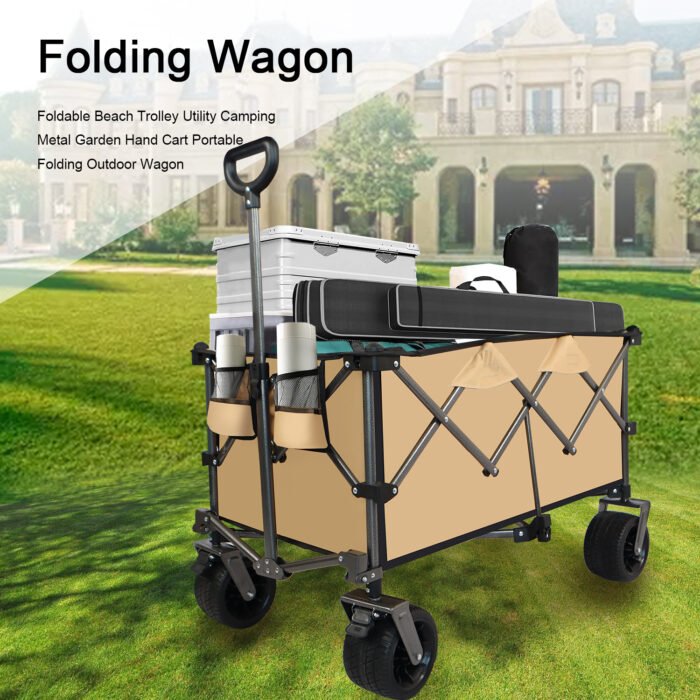 Collapsible Folding Wagon Push Pull Foldable Beach Wagon Cart - Image 6