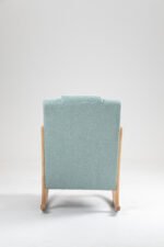 Rocking Chair Upholstered Fabric Armchair with High Backrest - Image 4