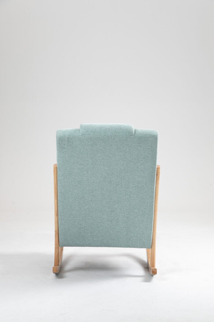 Rocking Chair Upholstered Fabric Armchair with High Backrest - Image 4