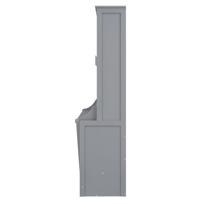 Queen Size Murphy Bed with a Shelf, Gray - Image 11