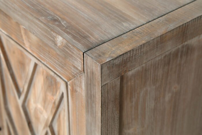 4 Door Wooden Twill Sideboard American Country Vintage Buffet - Image 9