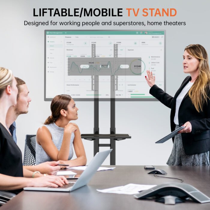 FANCO Universal Rotating TV Stand with adjustable tilt height (32-80 inch) - Image 6