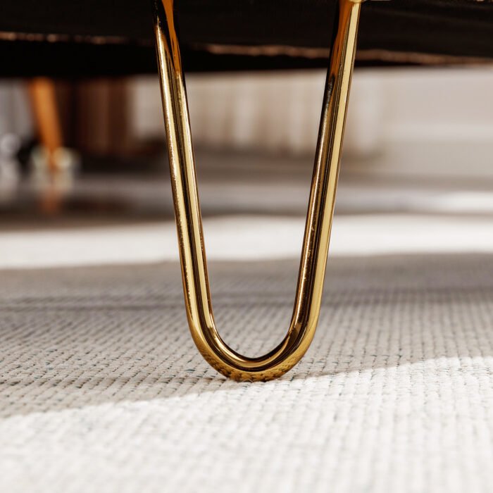 Ivory White Storage Ottoman Bench for End of Bed with Gold Legs - Image 6