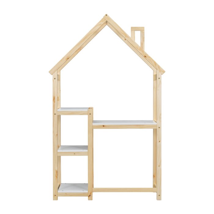 House-shaped Wooden writing Desk Kids study Table Bookshelf - Image 14