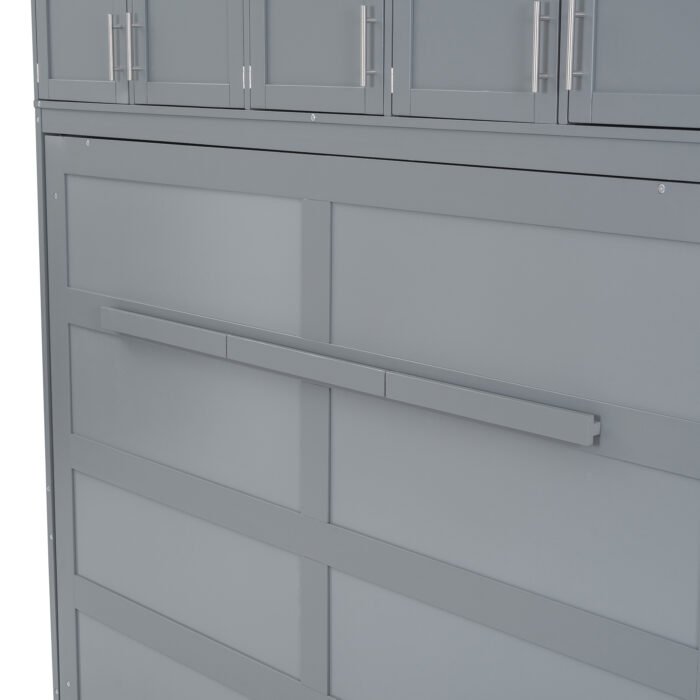 Full Size Murphy Bed Wall Bed with Top Cabinets,Gray - Image 17