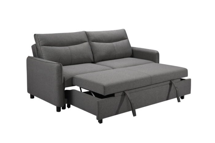 3 in 1 Convertible Sleeper Sofa Bed Modern Fabric (w/Pullout ) Gray - Image 3