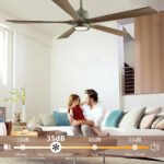 60" 6-speed modern wooden ceiling fan with lighting and remote control - Image 5