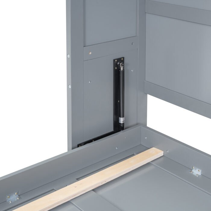 Full Size Murphy Bed Wall Bed with Top Cabinets,Gray - Image 20