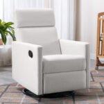 Modern Upholstered Rocker Nursery Chair, Off White - Image 3