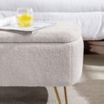 Ivory White Storage Ottoman Bench for End of Bed with Gold Legs - Image 5