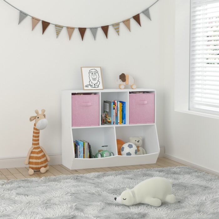 Kids Bookcase with Collapsible Fabric Drawers - Image 2