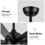 Mordern Farmhouse 62 In Black Ceiling Fan with Smart App and Remote Control - Image 7