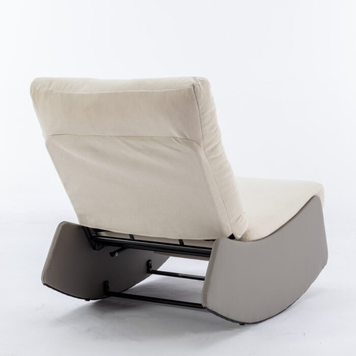 Modern rocking recliner cushioned chair with footstool, gray - Image 15