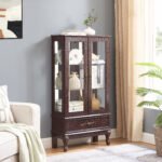 Curio cabinet with adjustable glass frame