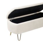 Ivory White Storage Ottoman Bench for End of Bed with Gold Legs - Image 14