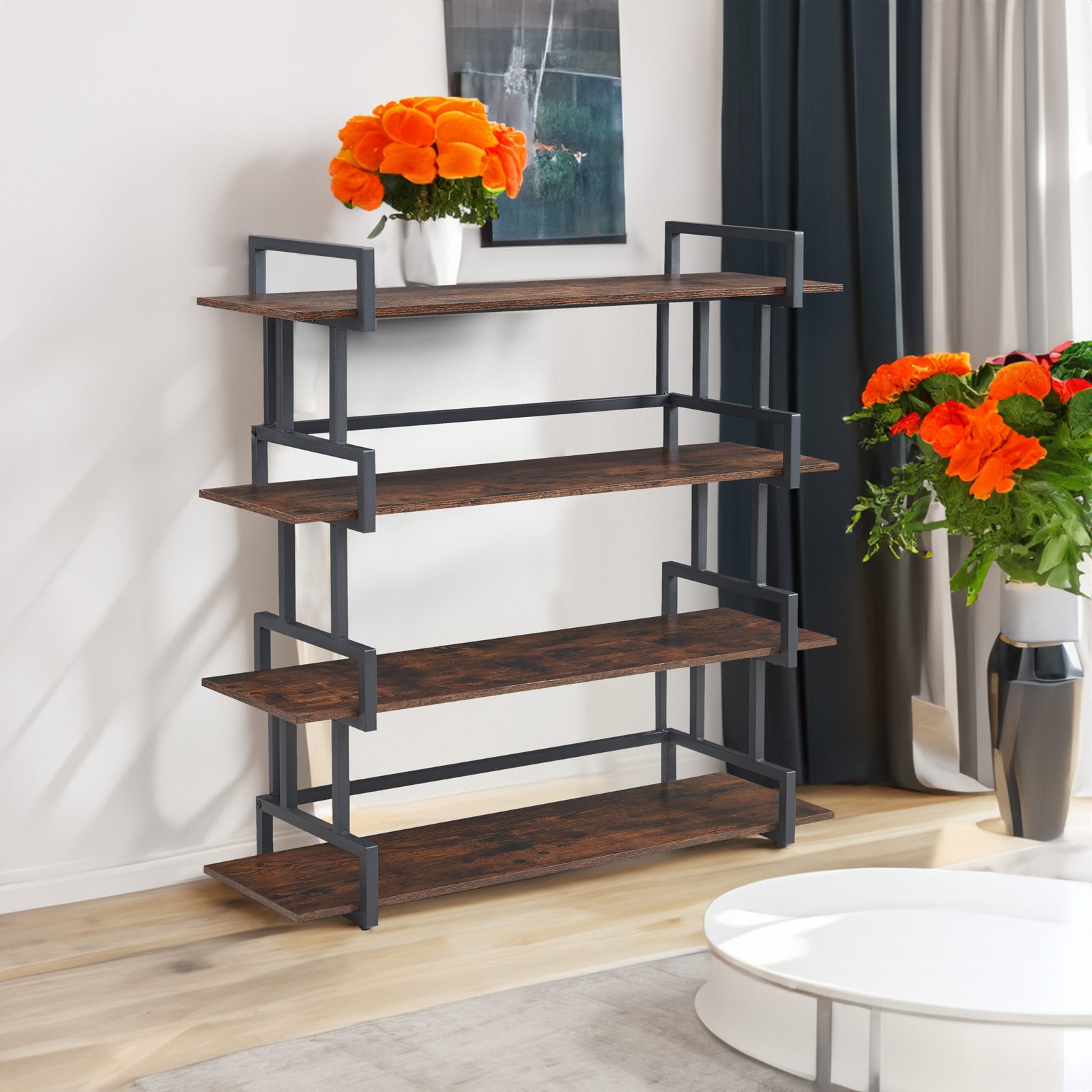 521201693 4-storey office wooden metal bookshelf - Image 1
