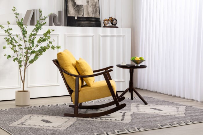 Woven fabric Mid Century Modern Accent Comfy Upholstered Glider Arm Chair - Image 2