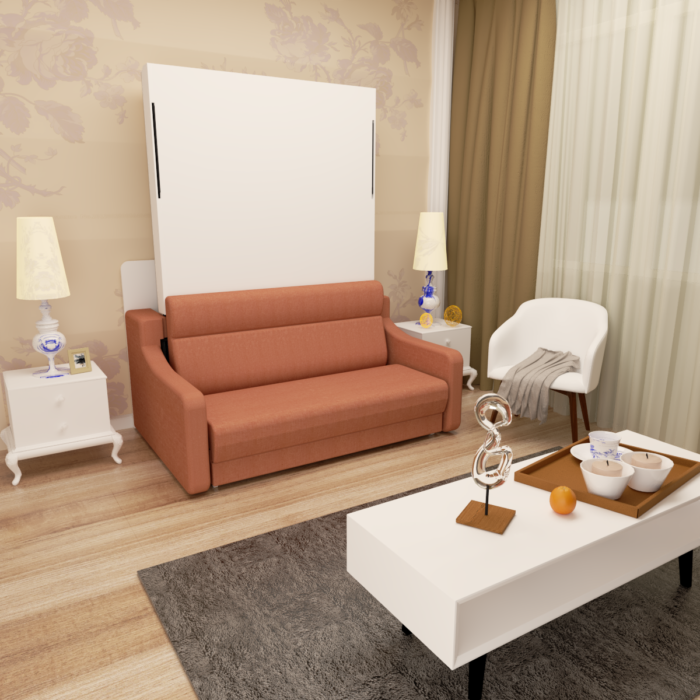 Full size Morden Deisgn vertical Murphy bed with sofa and drawers - Image 2