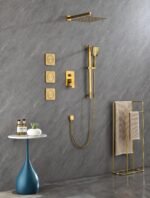 Shower System with Shower Head, Hand Shower Slide Bar  Bodysprays Shower Arm  Hose Valve Trim - Image 5