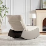 Modern rocking recliner cushioned chair with footstool, gray - Image 7