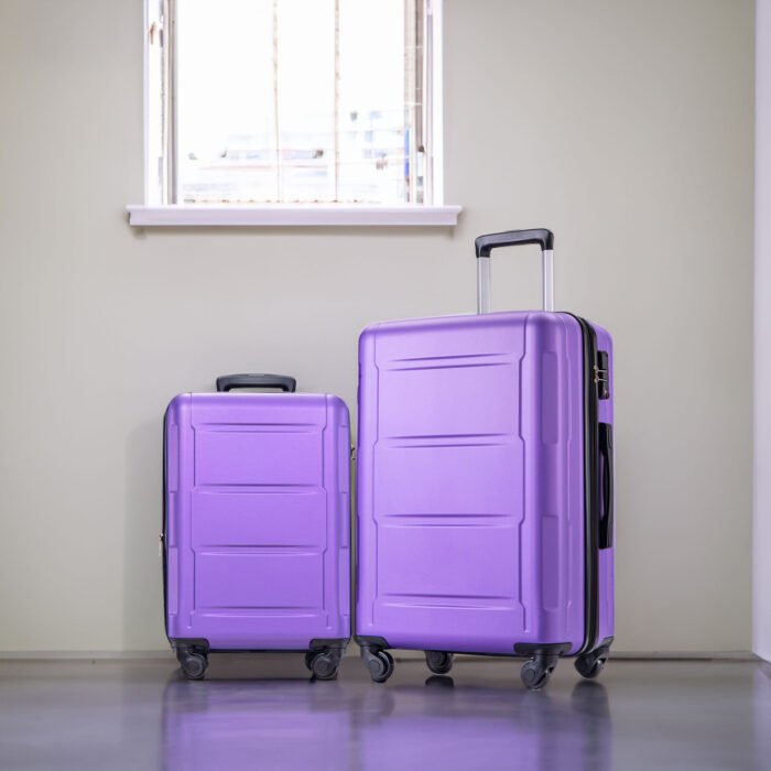 2 Piece Lightweight Luggage Set with ABS and TSA Lock (20/28) Purple - Image 2