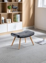 Wooden Cushioned ottoman Stool Square Foot Stool (black) - Image 3