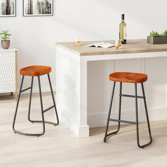 Stylish and Minimalist Bar Stools (Set of 2) - Image 2