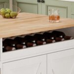 Kitchen Island Cart with Solid Wood Top, Wine Storage, Spice Rack, Towel Rack and Wine Glass Holder - Image 9