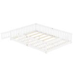 Queen Size Bed Floor Bed with Safety Guardrails and Door - Image 10