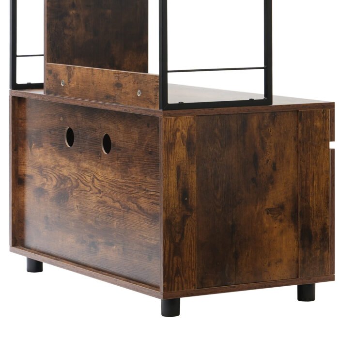 Cat Wooden Litter Box Enclosure with Shelves and Scratching Posts - Image 10