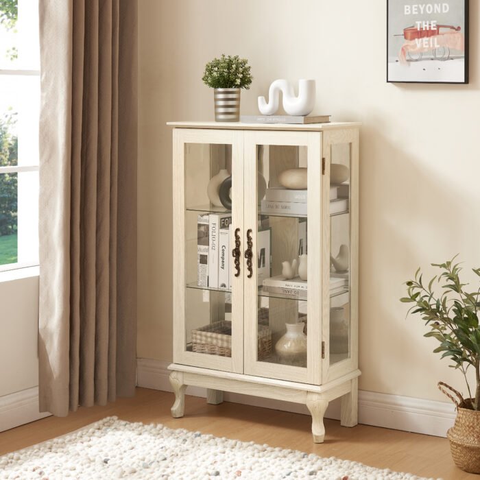 Dual door Curio cabinet with tempered glass doors - Image 7