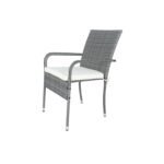 3 Piece Patio Wicker Conversation Set Grey Wicker + white Cushion - Image 14