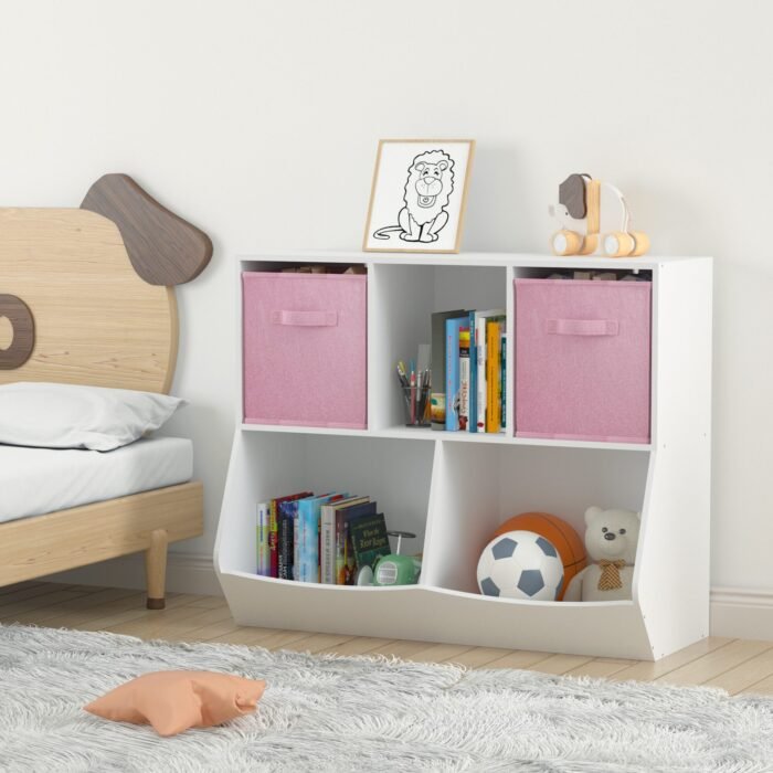 Kids Bookcase with Collapsible Fabric Drawers - Image 3