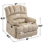 Large Manual Recliner Fabric Chair, Beige - Image 6