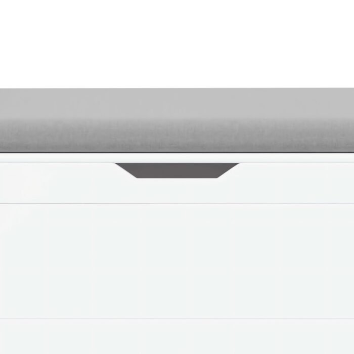 White rubber wood children's toy box with soft cushioned seats - Image 14