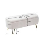 Ivory White Storage Ottoman Bench for End of Bed with Gold Legs - Image 10
