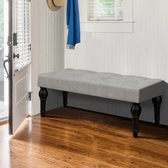 Ottoman Bench 4-thickened Roman Column Feet French Upholstered Bedside Bench - Image 2