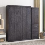 Full Size Murphy Bed with Wardrobe and Drawers, Gray - Image 2